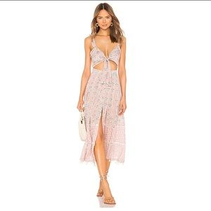 Agua Bendita X Revolve Karen Pink Midi Dress Small